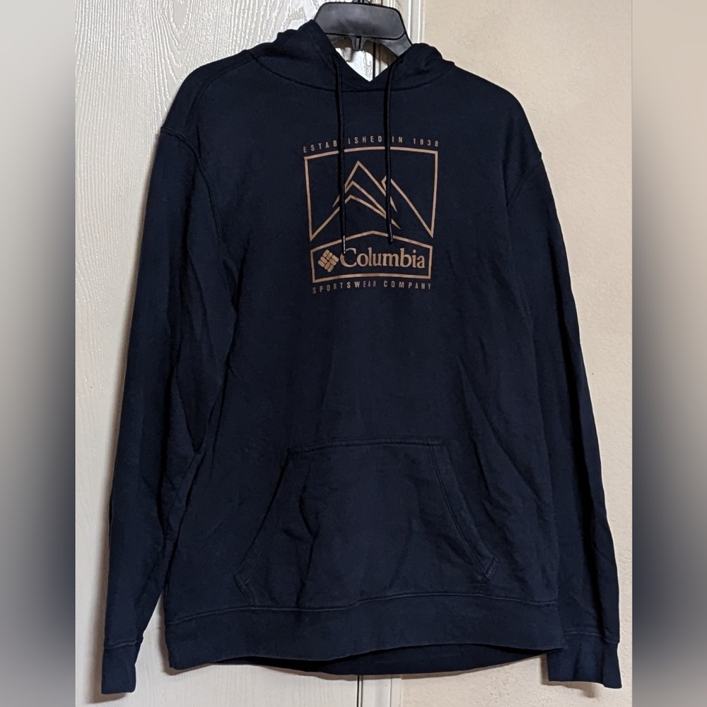 Columbia Mountain Navy Graphic Hoodie Sweatshirt Size L Like New MSRP $65